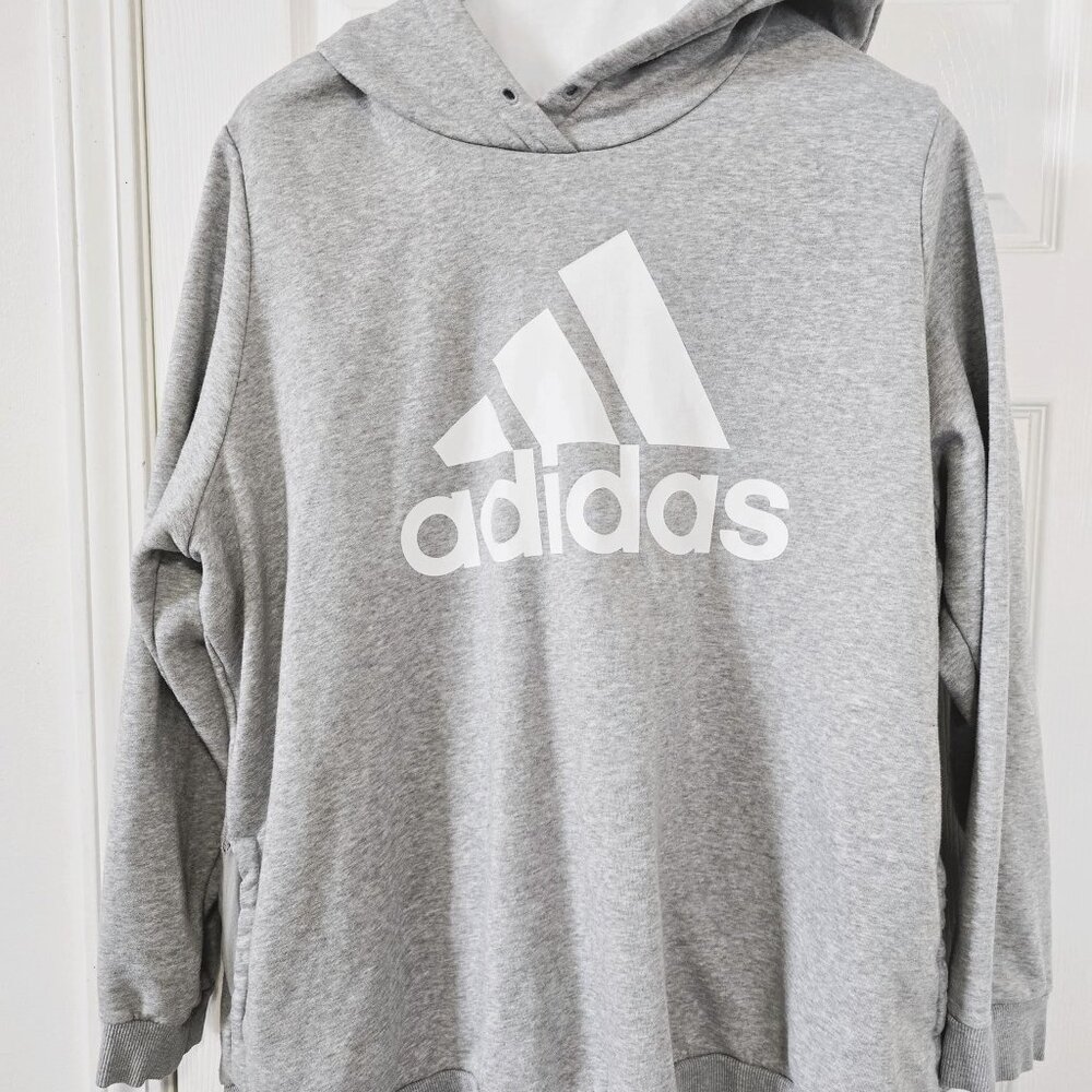Men's ADIDAS Essential 3 Stripes Oversized Hooded Sweatshirt (Light Grey) 2XL